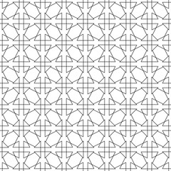 Black geometric ornament on white background. Seamless pattern