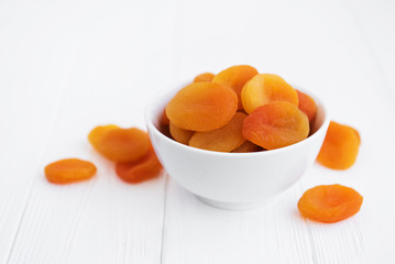 Dried apricots on a table
