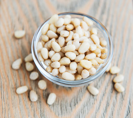Pine nuts on a table