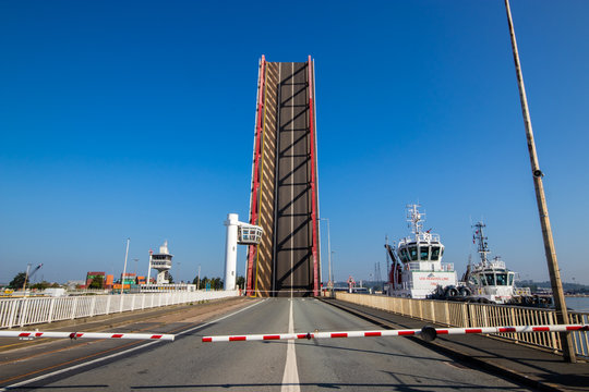 Lifting bridge at Le Havre Port in France
