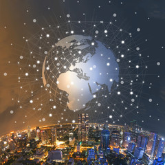 Cityscape night scene of with globalization effect concetual image