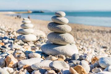 Fototapeta na wymiar Zen pabbles stones on the beach