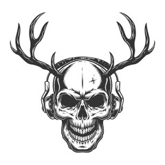 Skull with headphones