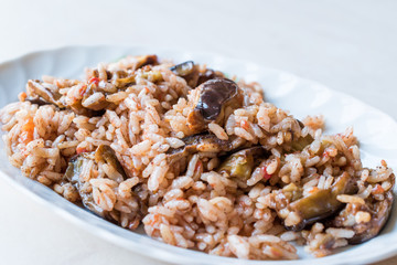 Turkish Rice with Eggplant or Aubergine / Pilav / Pilaf