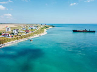 Fototapeta na wymiar Aerial View Of Costinesti Beach Resort In Romania At The Black Sea
