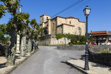 Fototapeta na wymiar Lierganes, Spain. The Iglesia de San Pedro ad Vincula, a catholic church in the small village of Lierganes, Cantabria