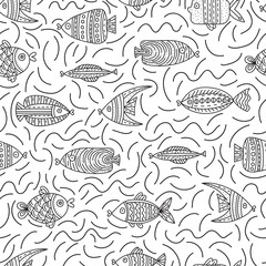Seamless pattern with cute fishes