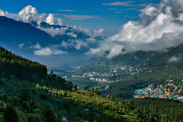 View of Himalayan town with sky