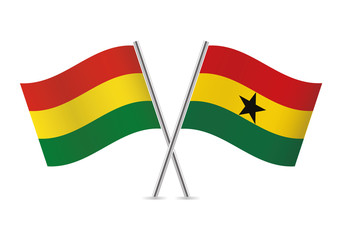 Bolivia and Ghana flags. Vector illustration.