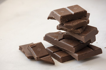 Milk chocolate chopped close up