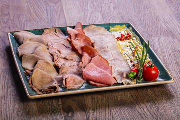 Pork meat plate snack