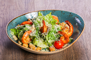 Caesar salad with shrimps