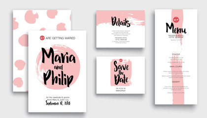 Wedding invitation card suite Templates.  Cool marble backgrounds. Applicable for Banners, Placards, Posters, Flyers. Eps