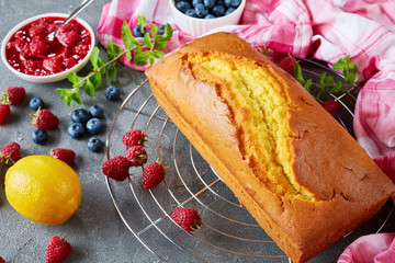 lemon cake or pound cake with berries