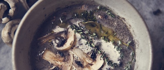 Homemade mushroom soup food photgraphy recipe idea