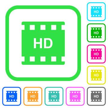 HD movie format vivid colored flat icons