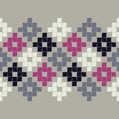 Seamless abstract geometric pattern. The pattern of pixels. Mosaic texture. Brushwork. Hand hatching. Scribble texture. Textile rapport.