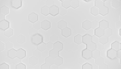 Illustration design of geometric hexagon surface. Grid pattern of waving hexagones. Pure white color.