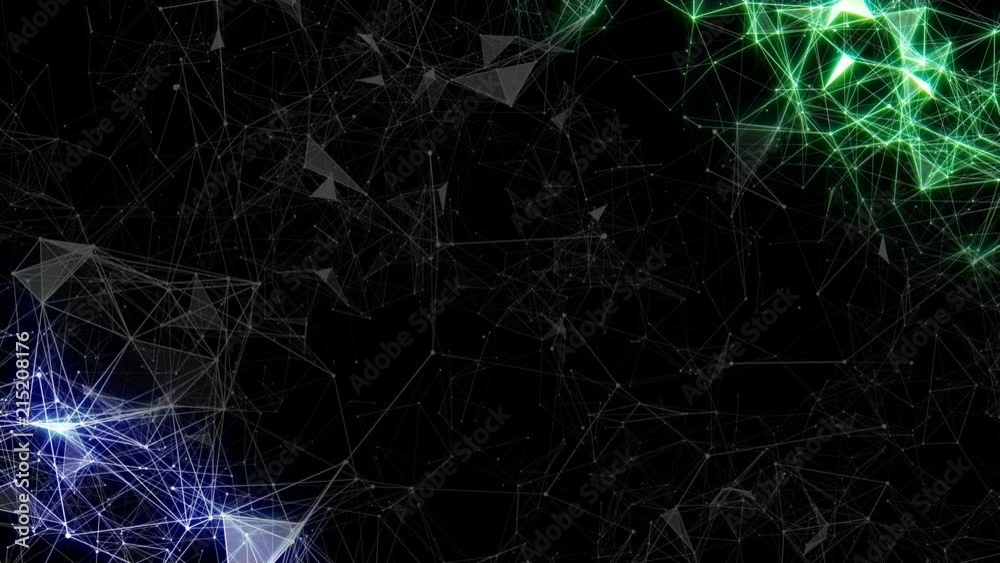 Poster differences and orbs. interaction of structures. network operation. a shining frame of lines, dots a