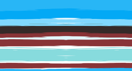 Fototapeta premium Brown, Black, Blue Vector Seamless Summer Pattern Narrow Sailor Stripes. Trendy Textured Horizontal Hipster Lines, Paintbrush Male Fabric Design. Vector Watercolor Seamless Stripes Track Background.