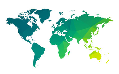 Fototapeta na wymiar green geometric blank world map