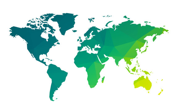 green geometric blank world map