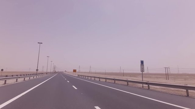 Road from Abu Dhabi to the Oasis Liwa stock footage video