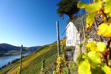 Landschaft der Mosel mit Sonnenuhr