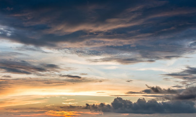 Dark dramatic clouds during the sunset. Sky, background, workpiece for design_