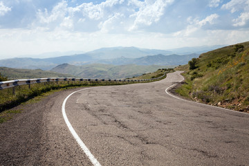 Fototapeta na wymiar Highway, Road in the Mountains, Mountain Road