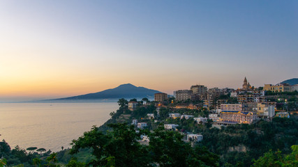 View on Vico Equense and Vesuveus in sunsetlight