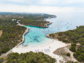 Cala Mondrago beach in Mallorca, Spain, view from above