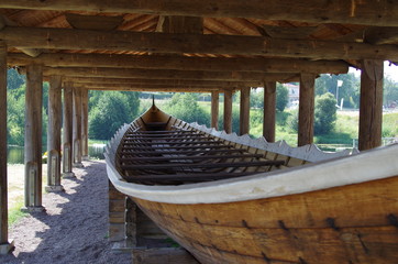 Viking longboat in the town of R&auml;ttvik in Dalarna