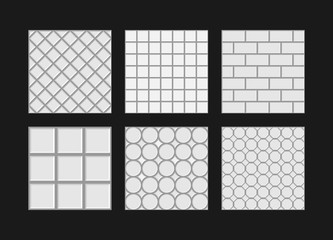 Set of street pavements top view vector illustration.