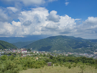 Many houses in the mountainous area of Sochi