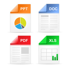 Filetype format icons - ppt, doc, pdf, xls