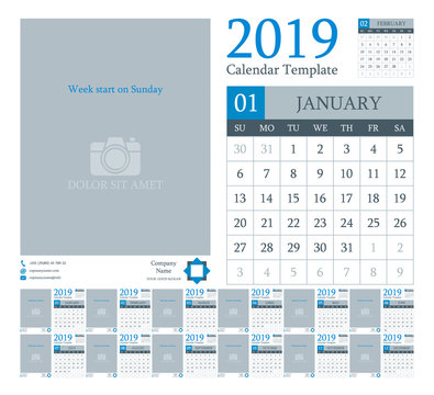 Calendar template design 2019