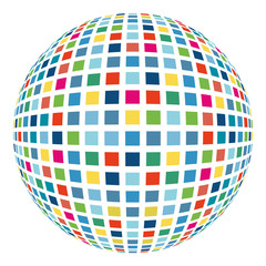 Colorful abstract mosaic sphere 3D vector background