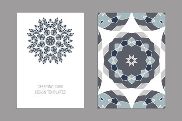 Templates for greeting and business cards, brochures, covers. Oriental pattern. Mandala. Wedding invitation, save the date, RSVP. Arabic, Islamic, moroccan, asian, indian, african motifs