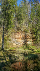 City Cesis, Latvia, red rocks and nature. Nature Trails of  the Gauja River