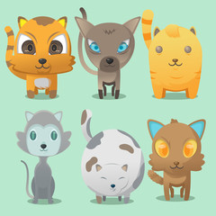 Cat Cartoon Cute Collaction Set Vector