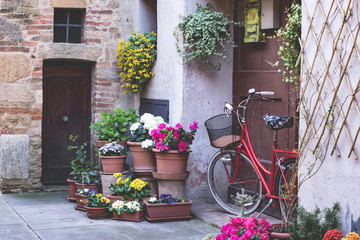 Fototapeta na wymiar flowers on an italian street