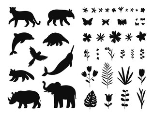 Endangered species, animals and flowers set © Stolenpencil