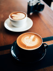 coffee latte art in coffee shop cafe
