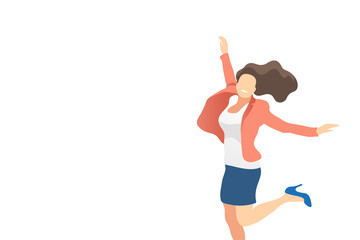 Happy wooman. The concept of freedom, happiness, motion and success. Vector illustration.