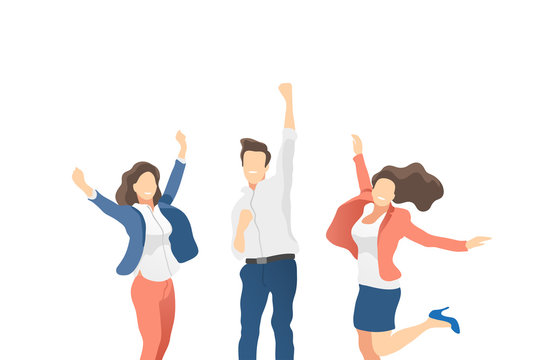 Happy people celebrating on a white background. Vector illustration.