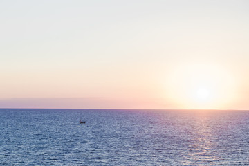 View of the sea, waves and calm wind.