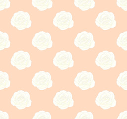 White Rose on Seamless Orange Peach Background