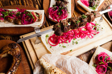 variety of Georgian dishes and snacks