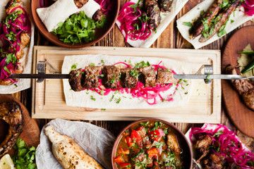 variety of Georgian dishes and snacks © Yulia